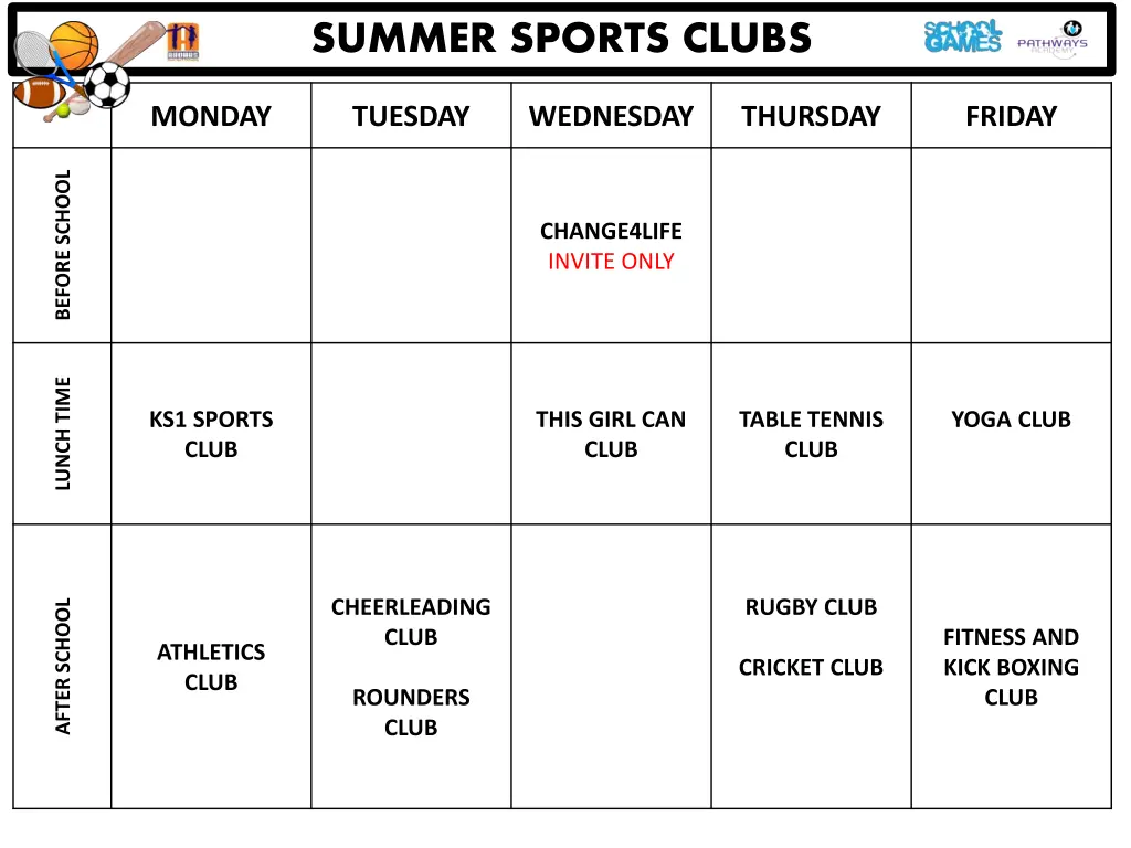 summer sports clubs n.w
