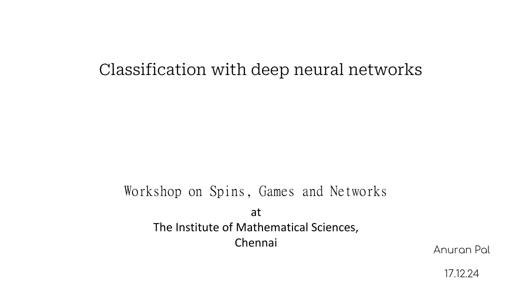 classification with deep neural networks n.w