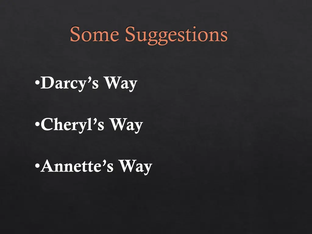 some suggestions n.w