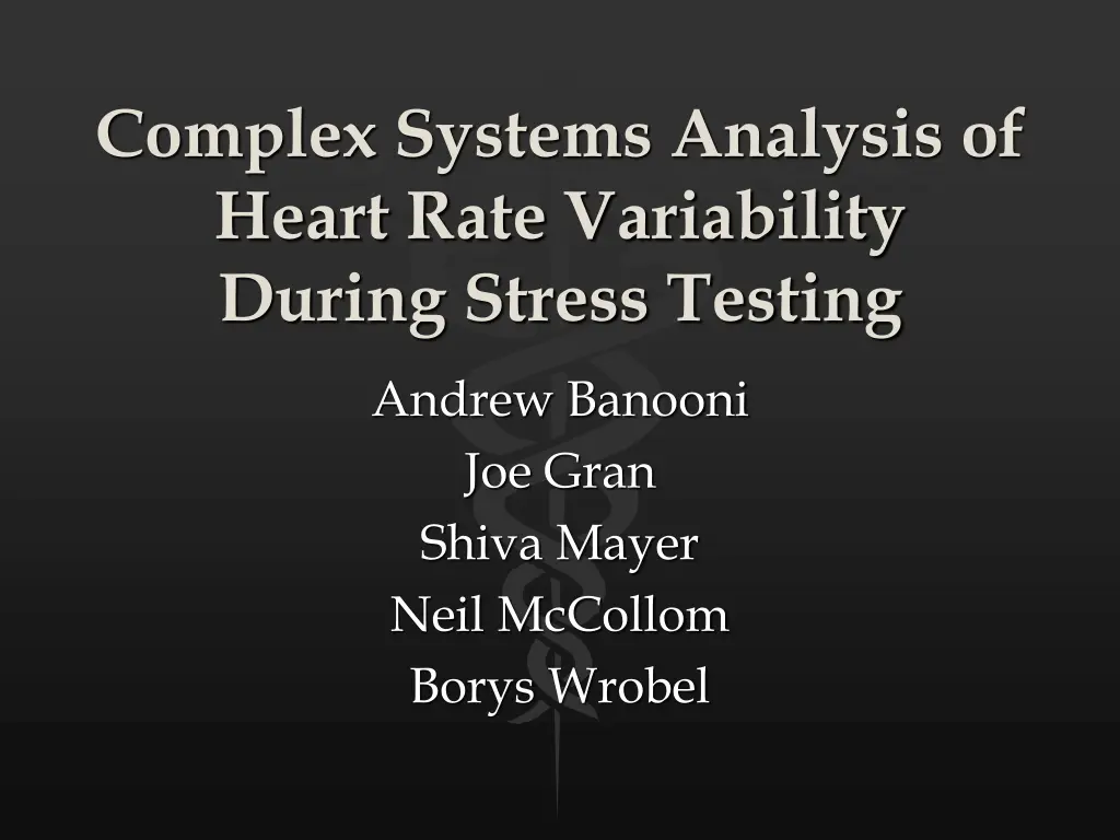 complex systems analysis of heart rate n.w