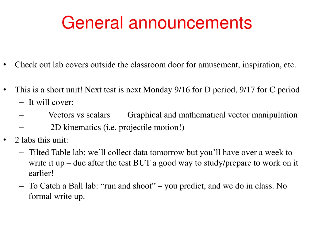 general announcements n.w