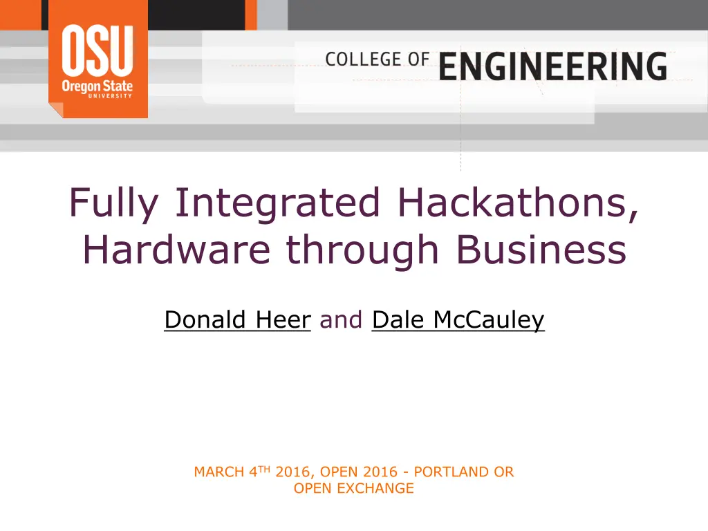 fully integrated hackathons hardware through n.w