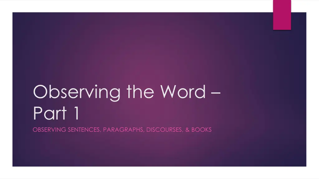 observing the word part 1 observing sentences n.w