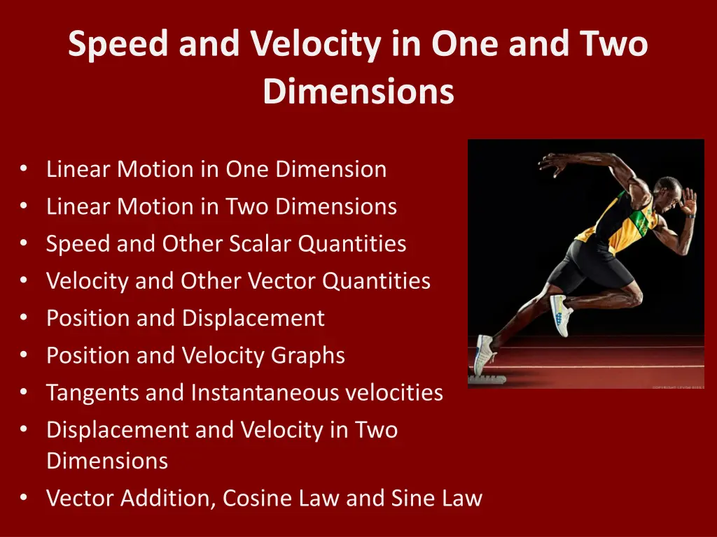 speed and velocity in one and two dimensions n.w