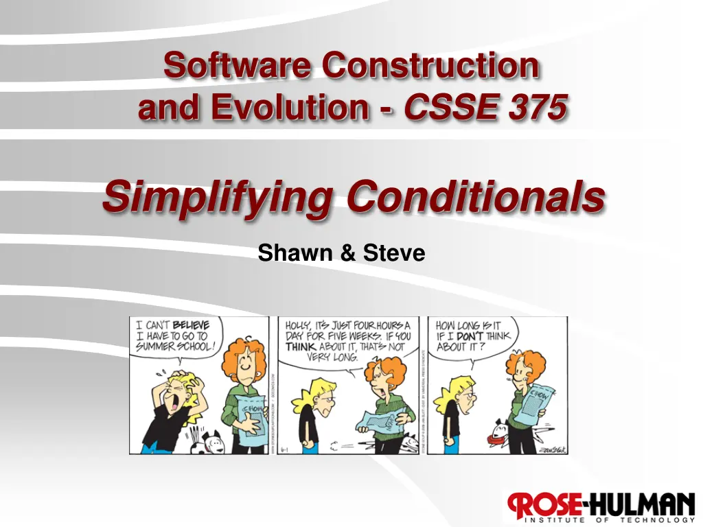 software construction and evolution csse 375 n.w