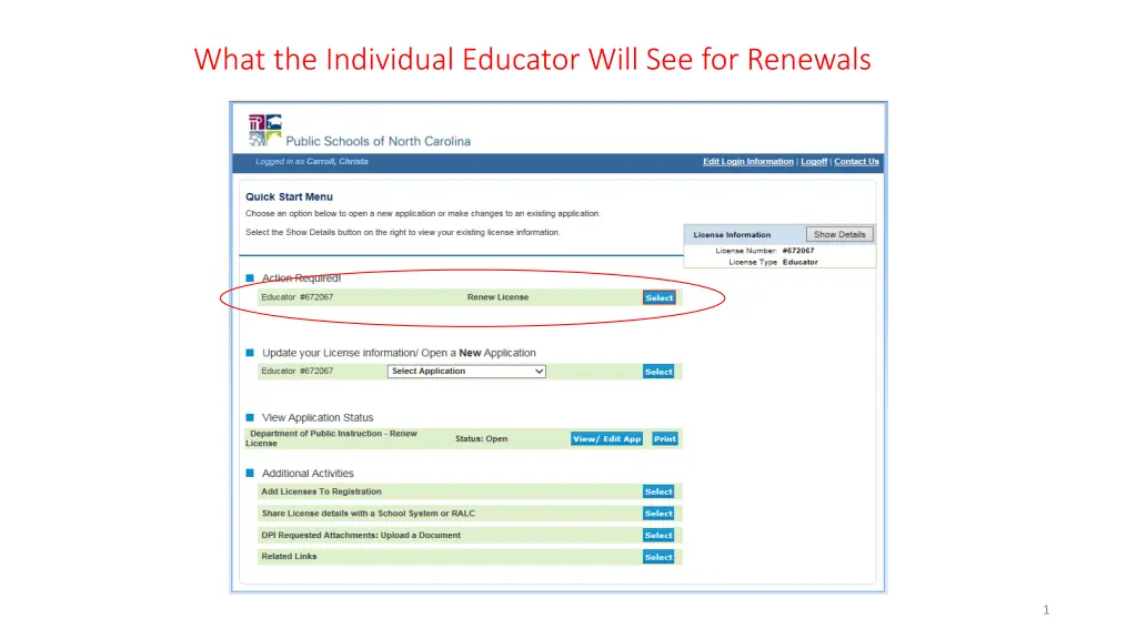 what the individual educator will see for renewals n.w