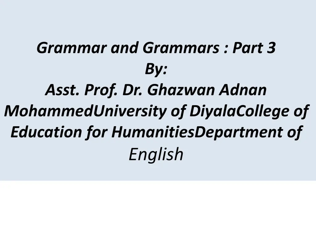 grammar and grammars part 3 by asst prof n.w