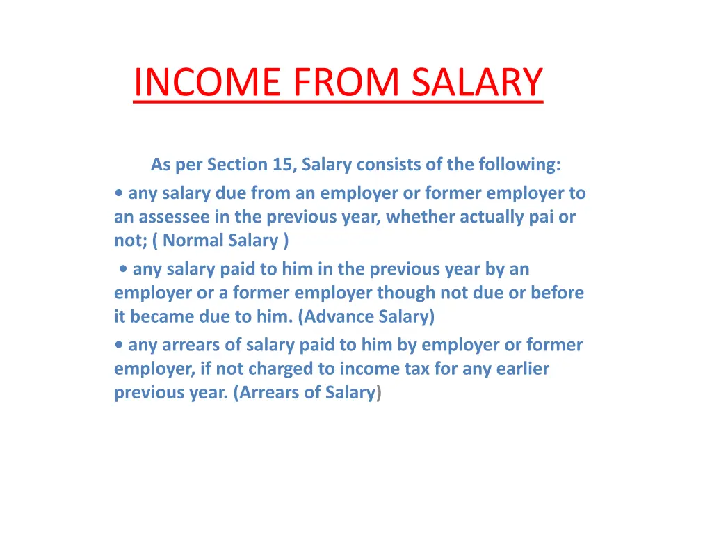 income from salary n.w