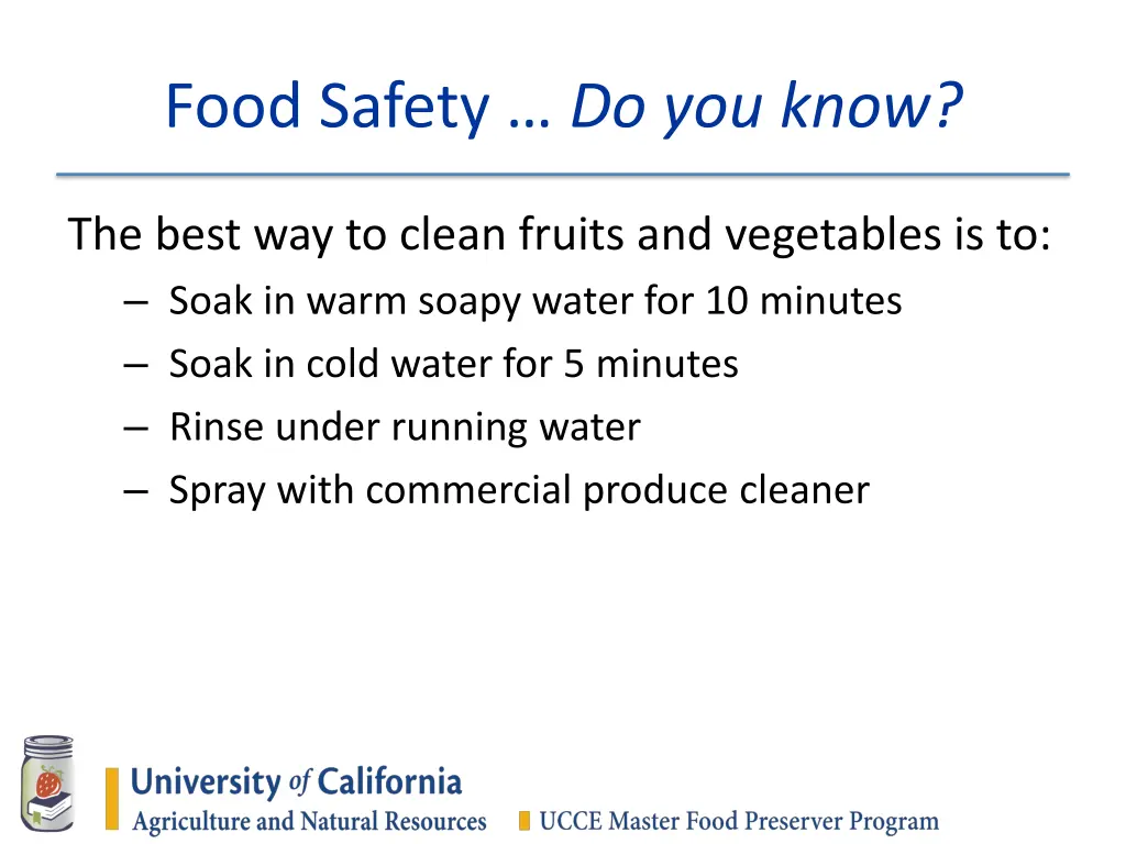 food safety do you know n.w
