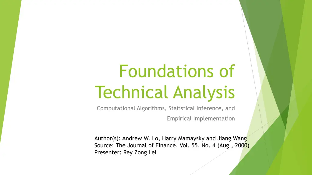 foundations of technical analysis computational n.w