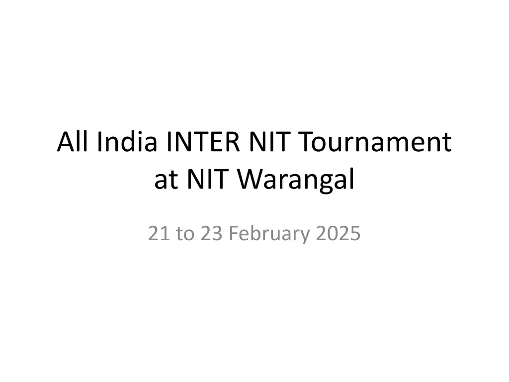 all india inter nit tournament at nit warangal n.w