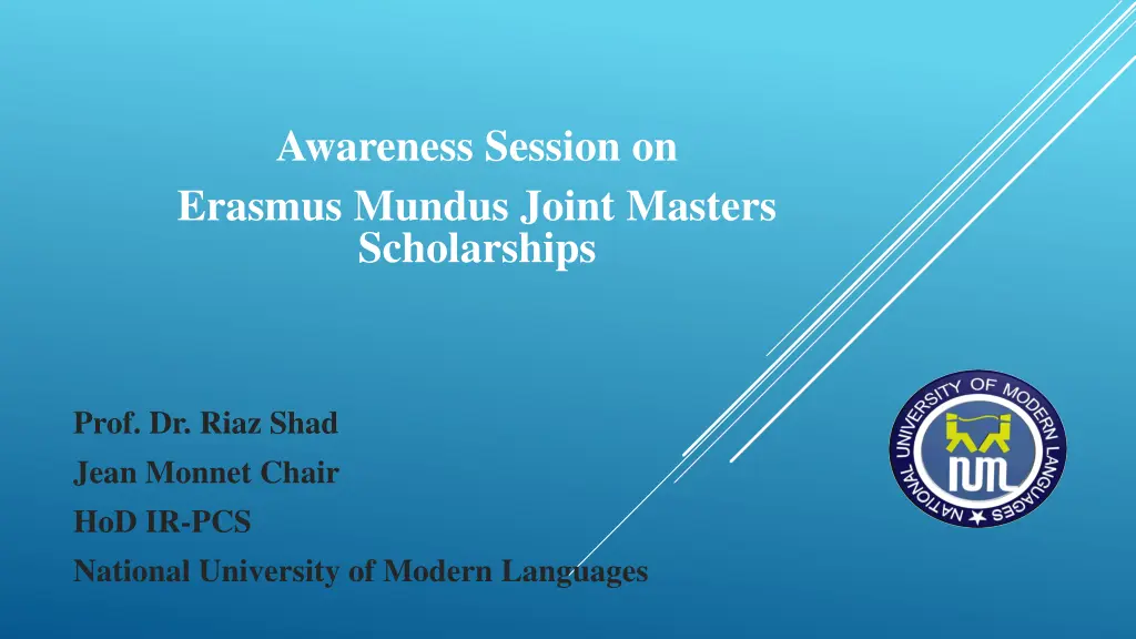 awareness session on erasmus mundus joint masters n.w