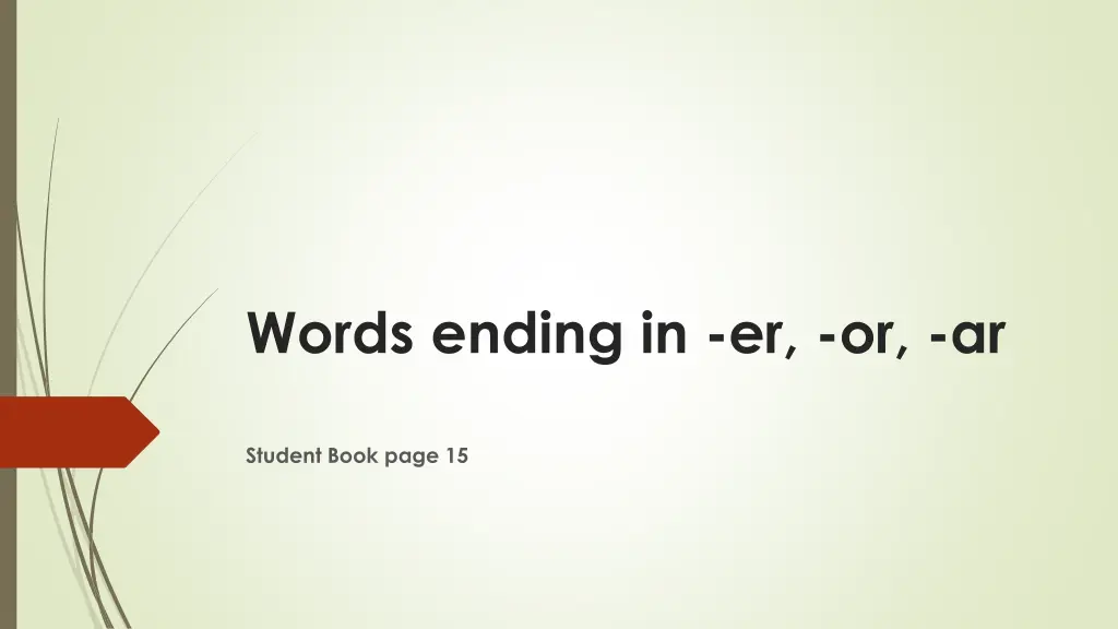 words ending in er or ar n.w