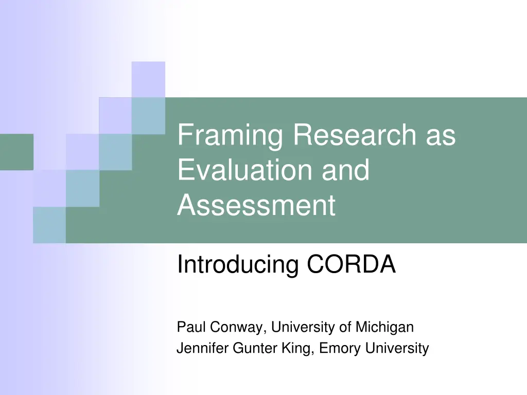 framing research as evaluation and assessment n.w