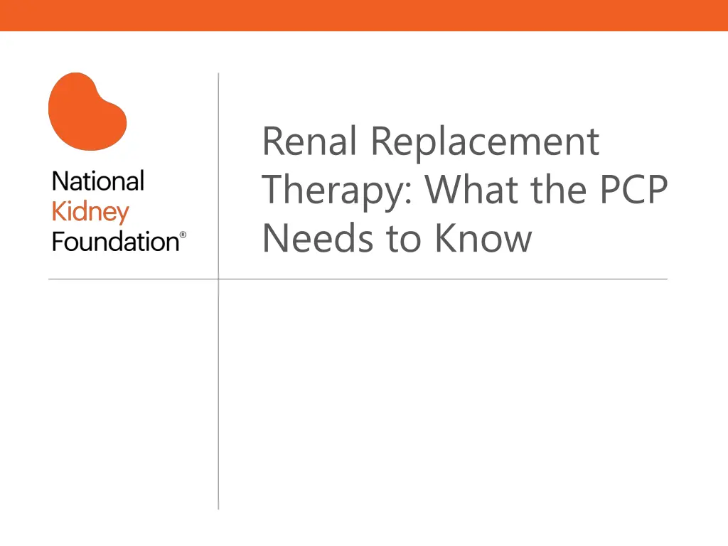 renal replacement therapy what the pcp needs n.w