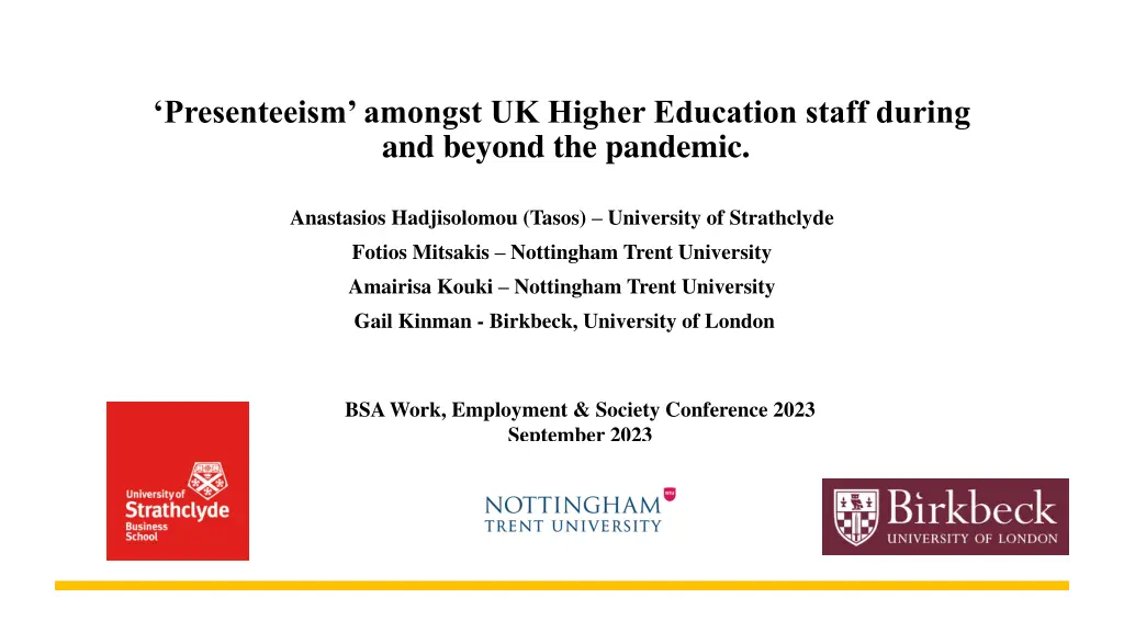 presenteeism amongst uk higher education staff n.w