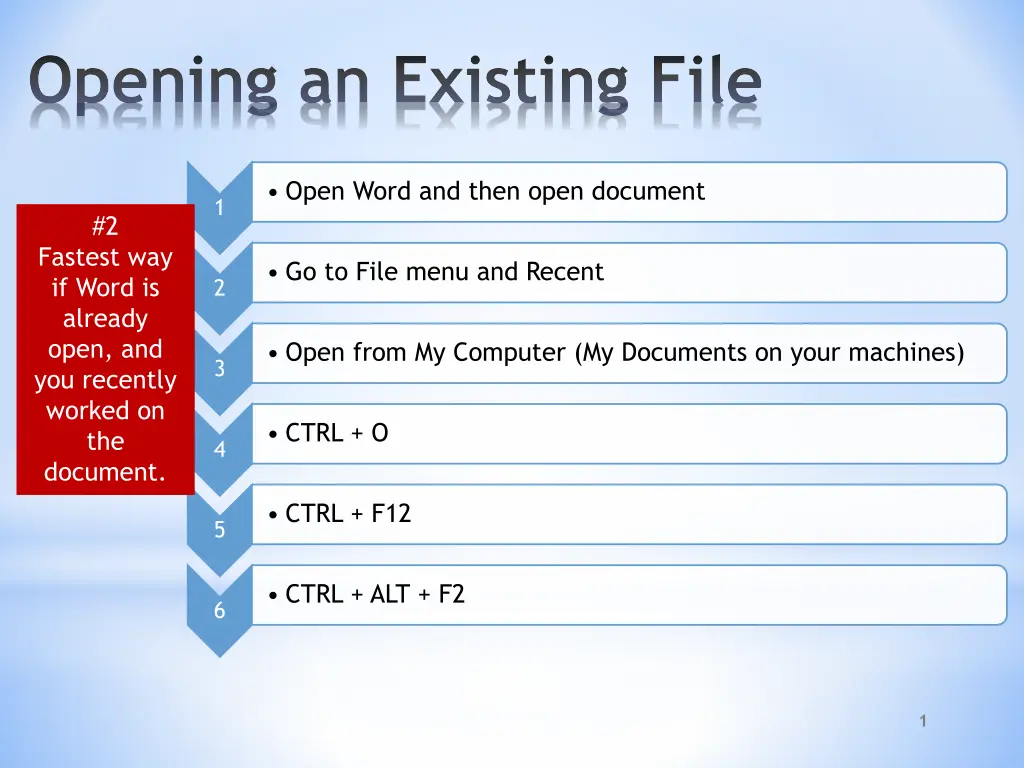 opening an existing file n.w