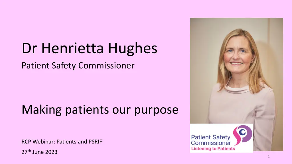 dr henrietta hughes patient safety commissioner n.w