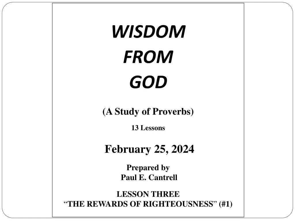 wisdom from god n.w
