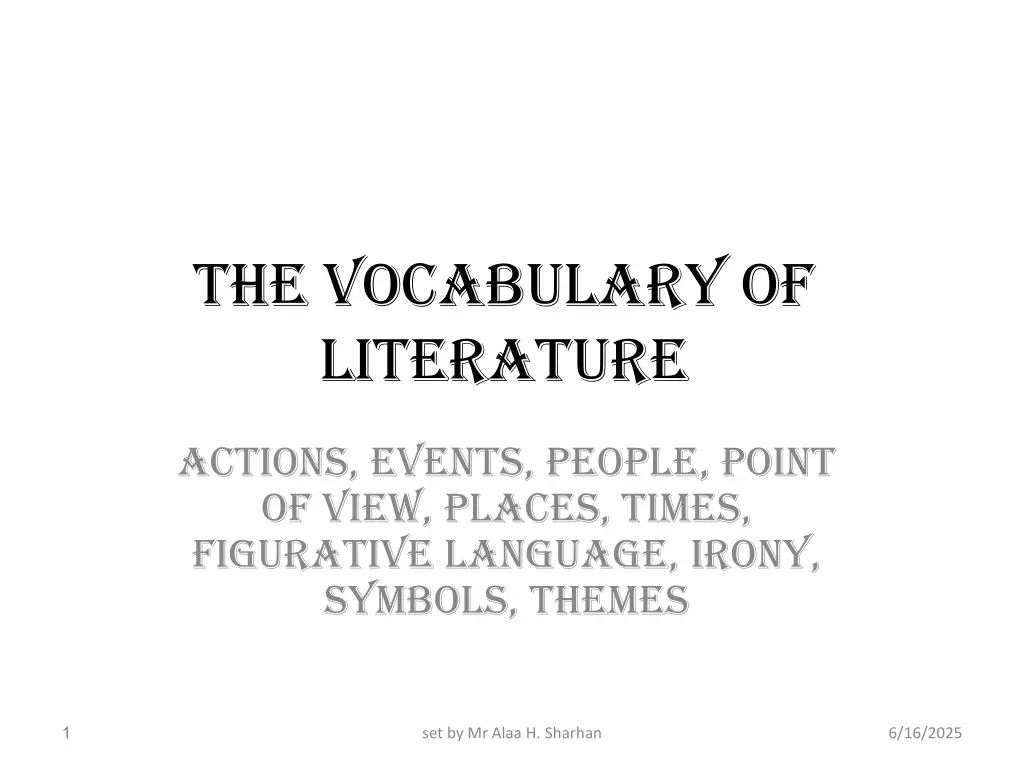 the vocabulary of literature n.w