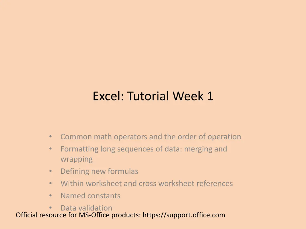 excel tutorial week 1 n.w