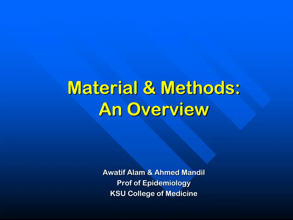 material methods an overview n.w