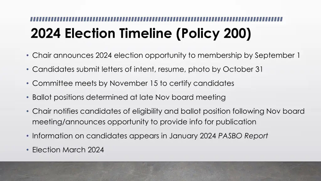 2024 election timeline policy 200 n.w