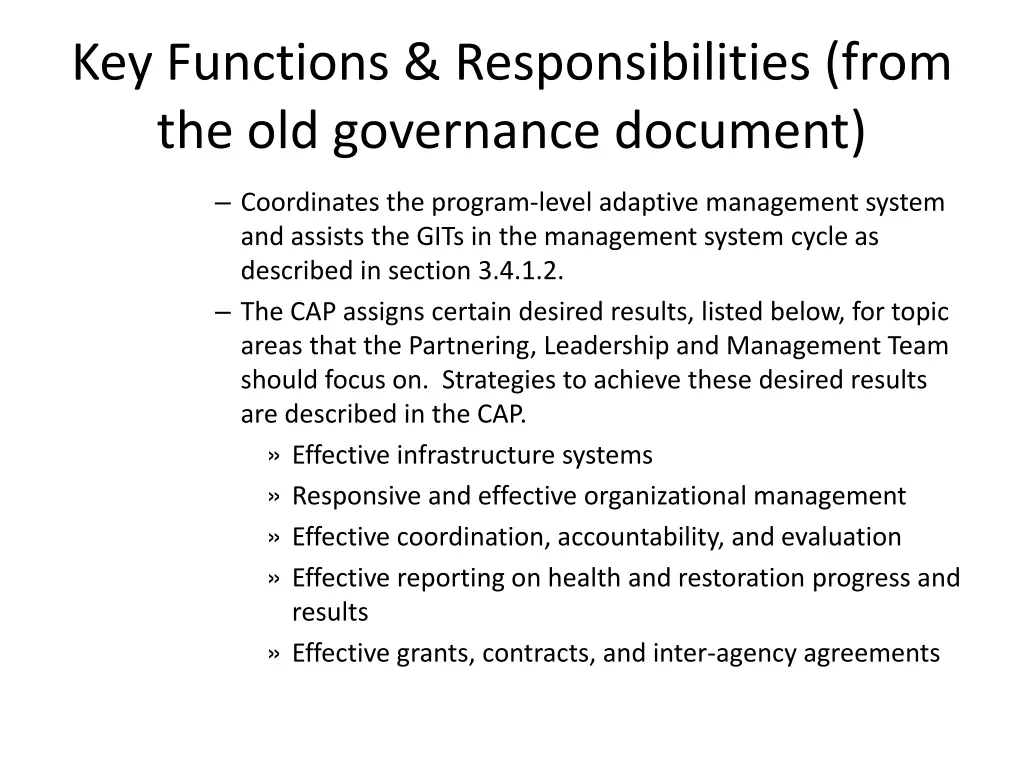 key functions responsibilities from n.w