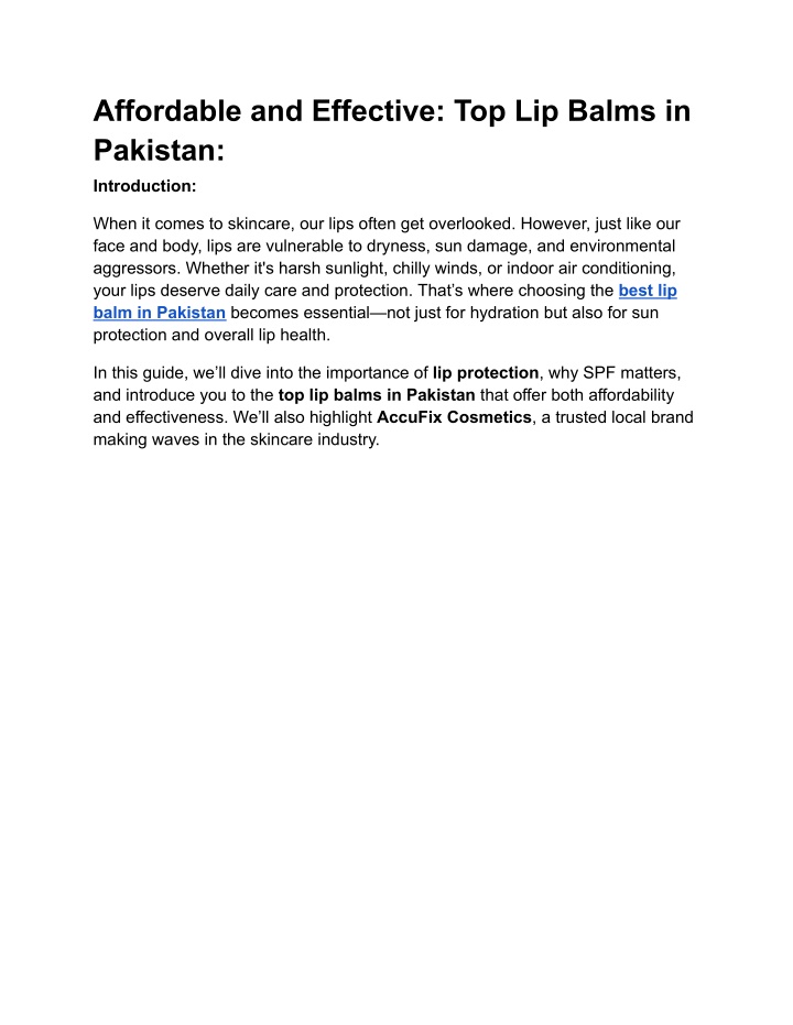 affordable and effective top lip balms in pakistan n.w