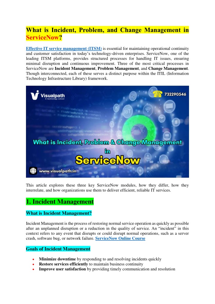 what is incident problem and change management n.w