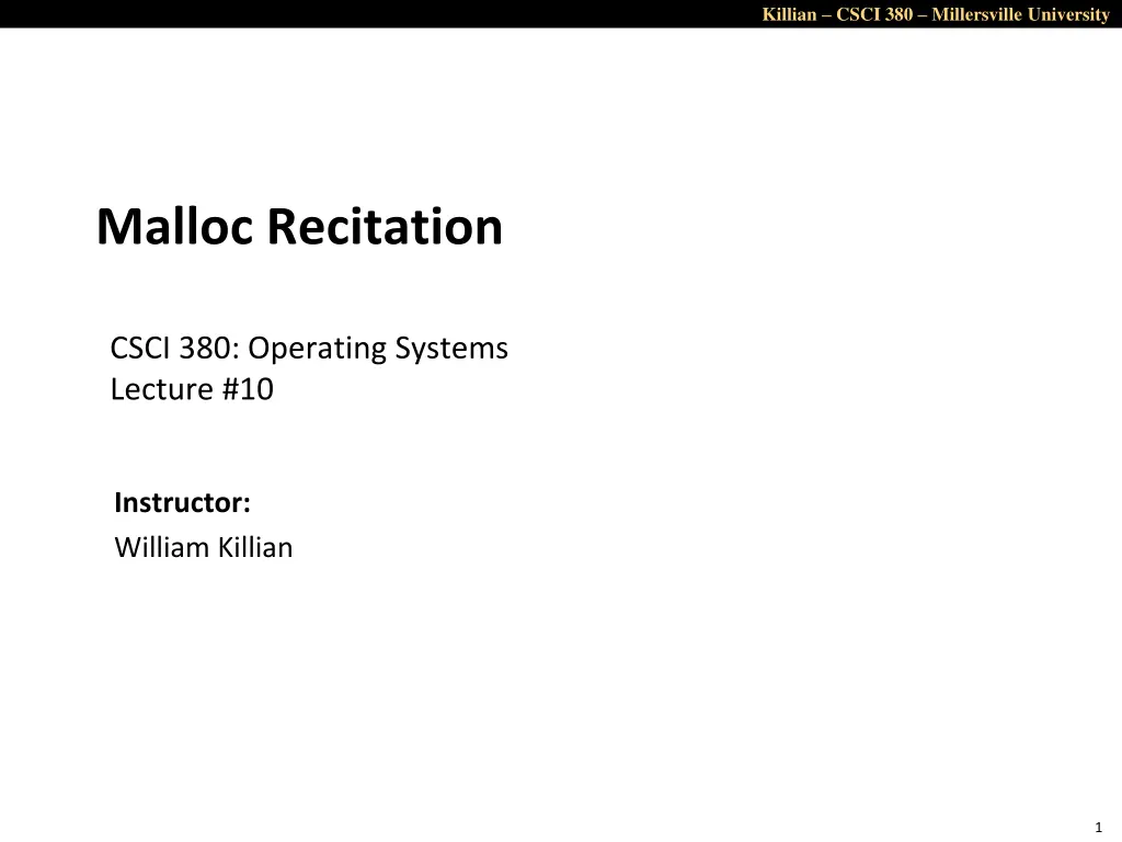 killian csci 380 millersville university n.w