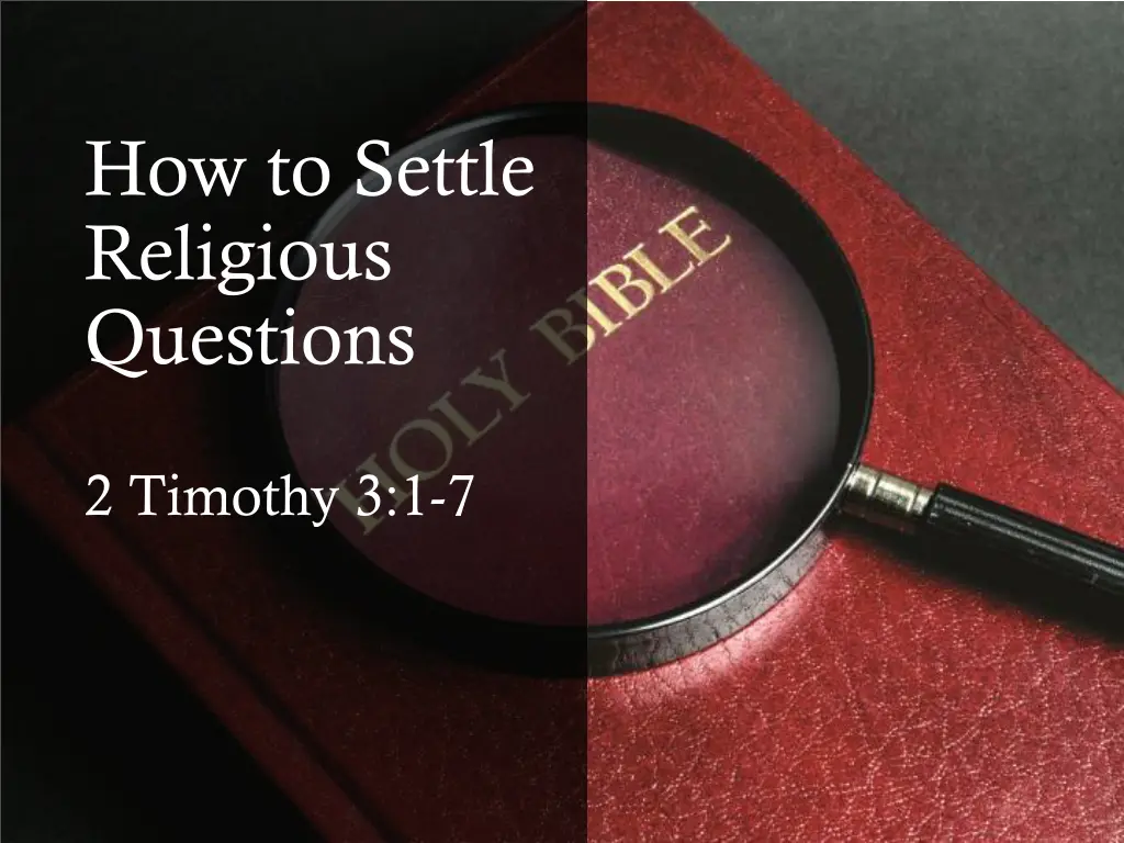 how to settle religious questions n.w