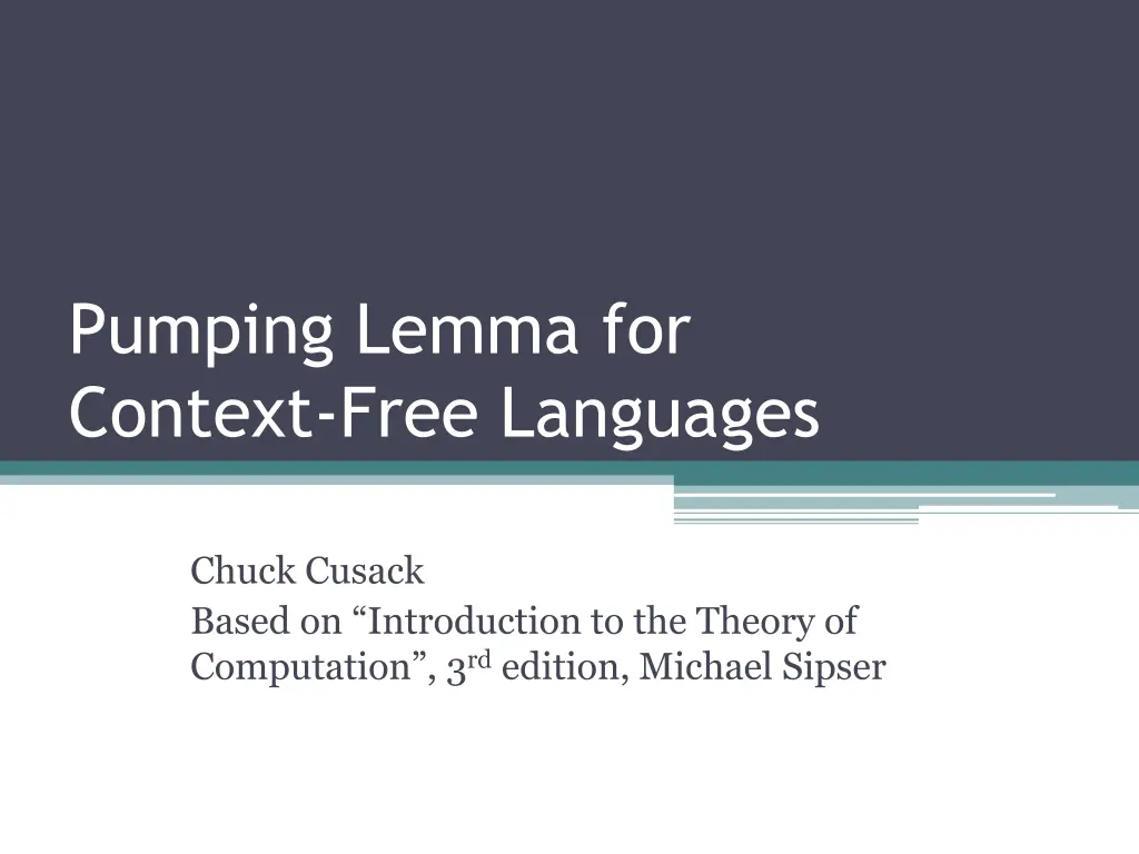 pumping lemma for context free languages n.w