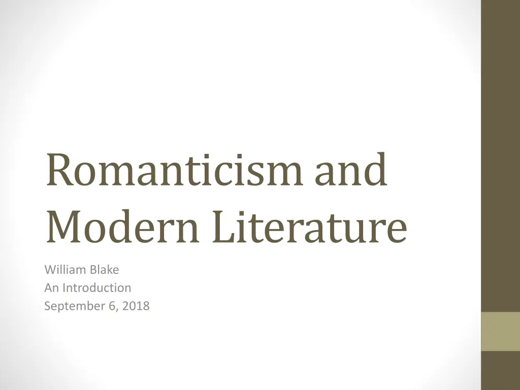 romanticism and modern literature n.w