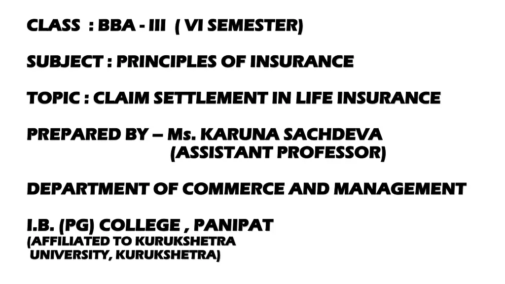 class bba class bba iii vi semester n.w