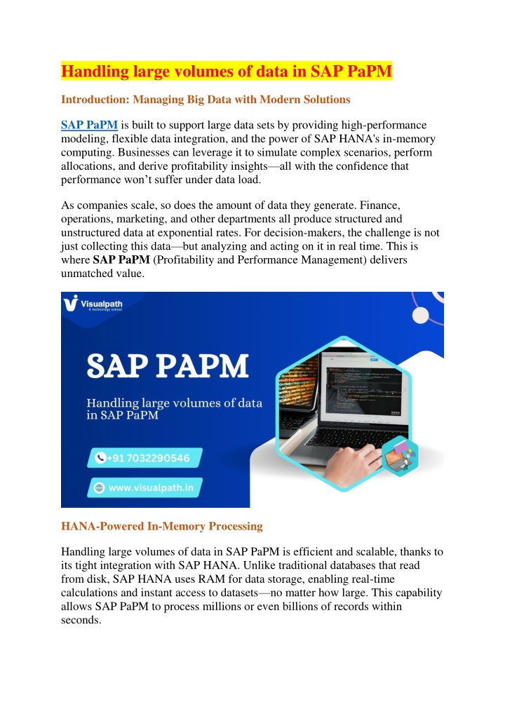 handling large volumes of data in sap papm n.w