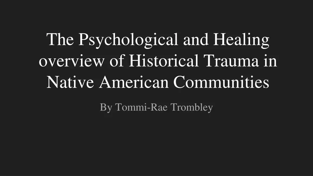 the psychological and healing overview n.w