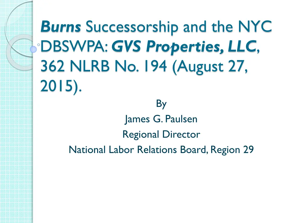 burns successorship and the nyc dbswpa n.w
