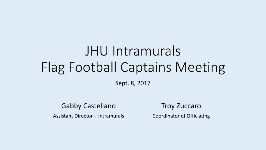 jhu intramurals flag football captains meeting n.w
