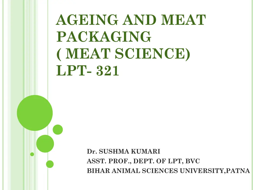 ageing and meat packaging meat science lpt 321 n.w