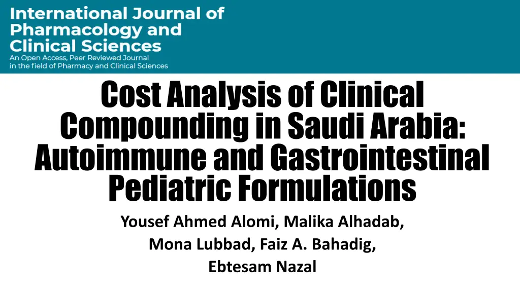 cost analysis of clinical compounding in saudi n.w