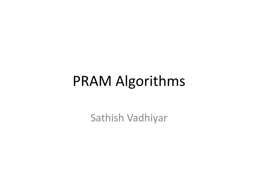 pram algorithms n.w