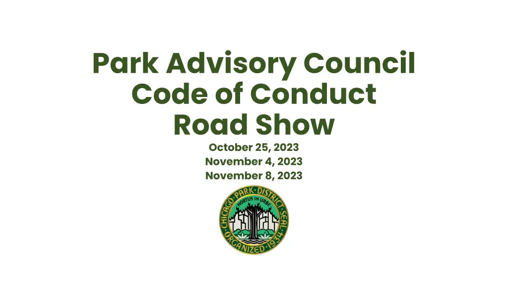 park advisory council code of conduct road show n.w