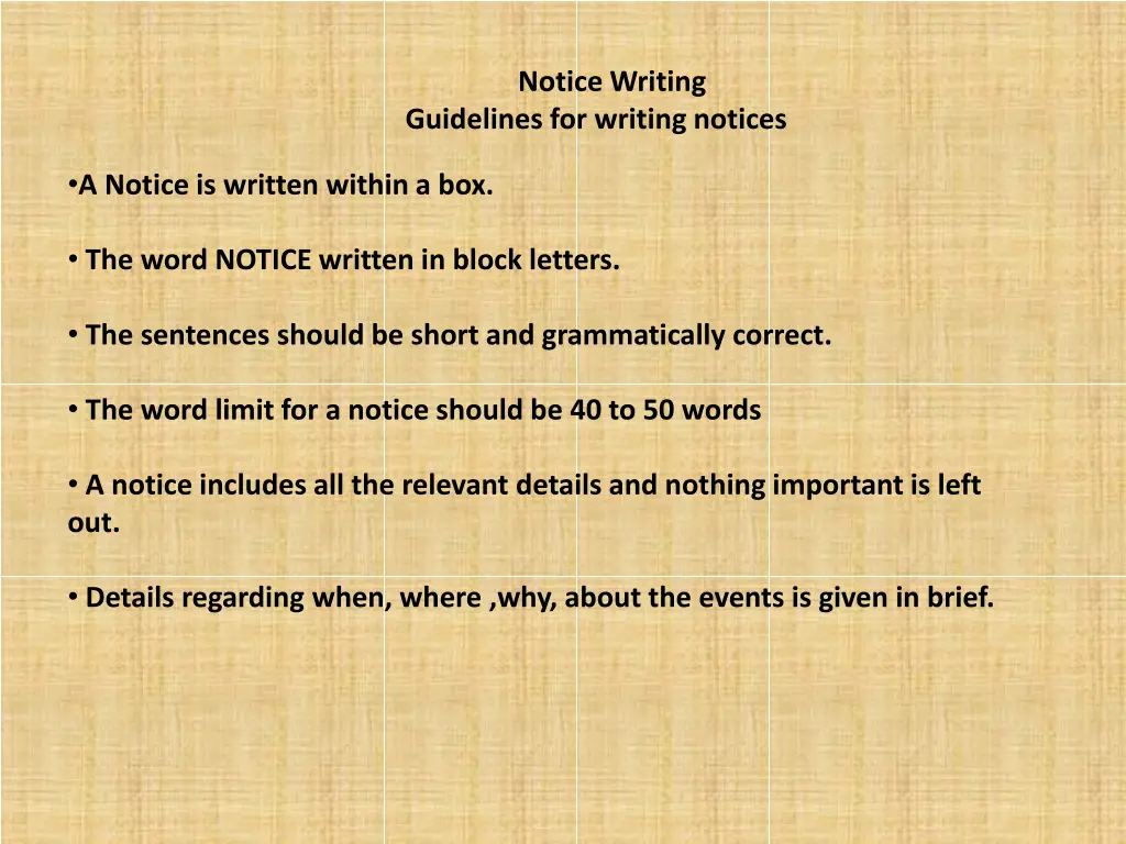 notice writing n.w