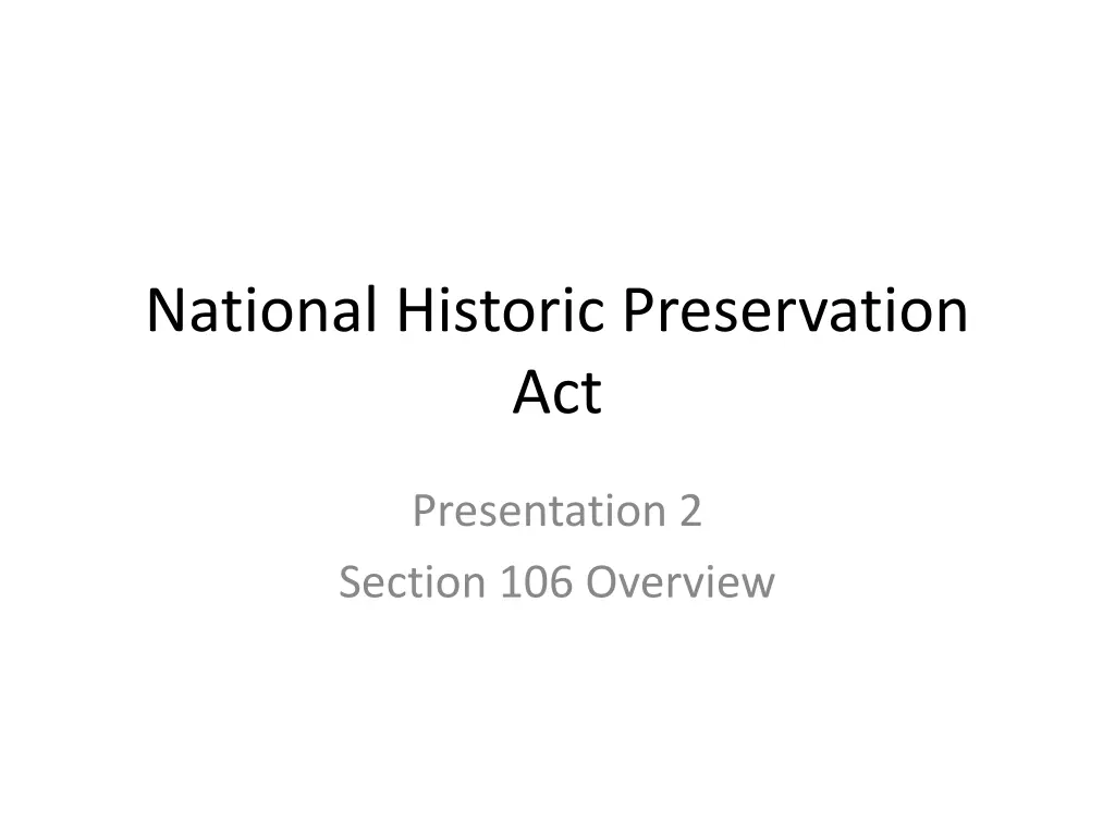 national historic preservation act n.w