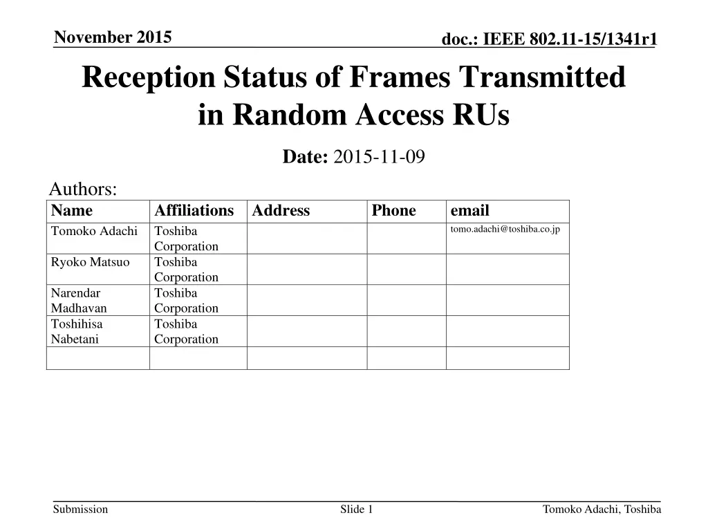 november 2015 reception status of frames n.w