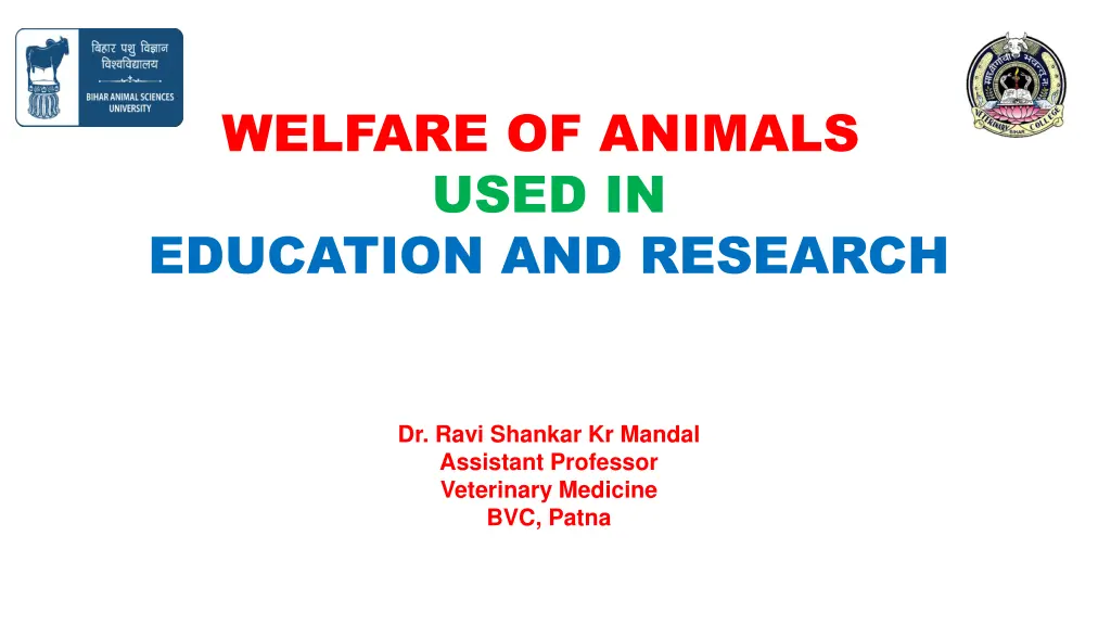 welfare of animals used in education and research n.w