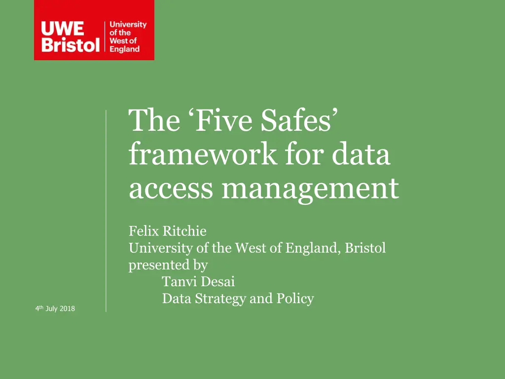 the five safes framework for data access n.w