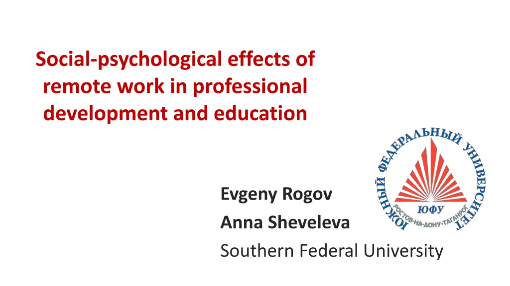 social psychological effects of remote work n.w