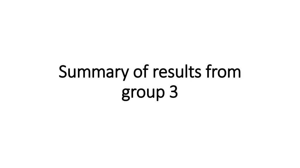 summary of results from summary of results from n.w